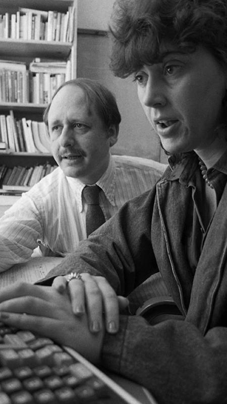 Stephen Frank works with student in 1984